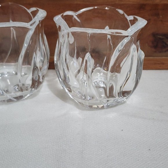 DePlomb Heavy Crystal Tulip Votive Candle Holder 4" tea light glass floral shape - Picture 4 of 10